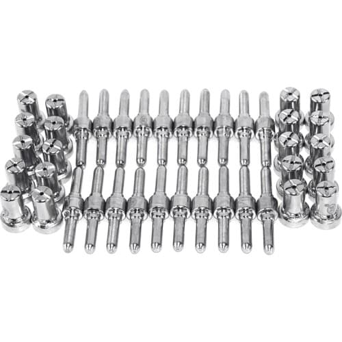 40pcs Plasma Cutting Torch Consumable Cutting Extended Long Plasma Cutter Kit 40A PT31 Plasma Torch Tip Electrode Nozzle