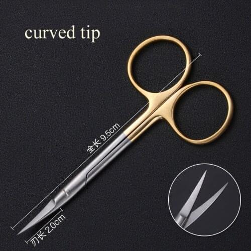 Double-eyelid scissors with gold handle 9.5cm stainless steel surgical instrument for ophthalmic surgery