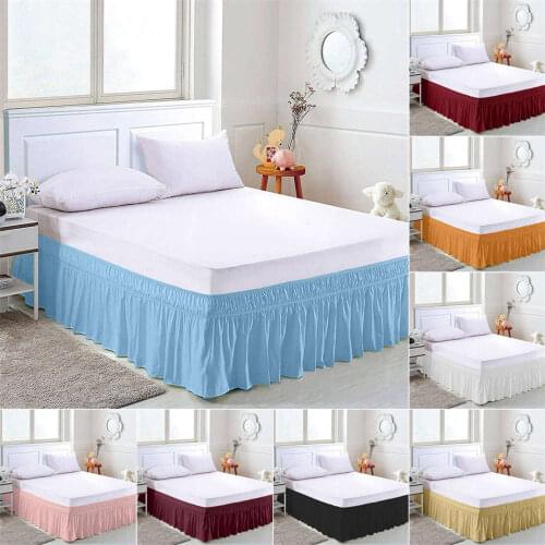Polyester Solid Color Elastic Bed Skirt Without Bed Surface Five Sizes Bed Apron Bedspread Lace Bed Skirt 28