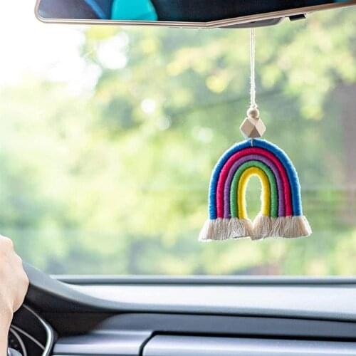Woven Rainbow Wall Hanging For Bedroom Nursery Baby Kids Rooms Playroom Tapestry Rope Woven Tassel Art Home Decor Car Ornament