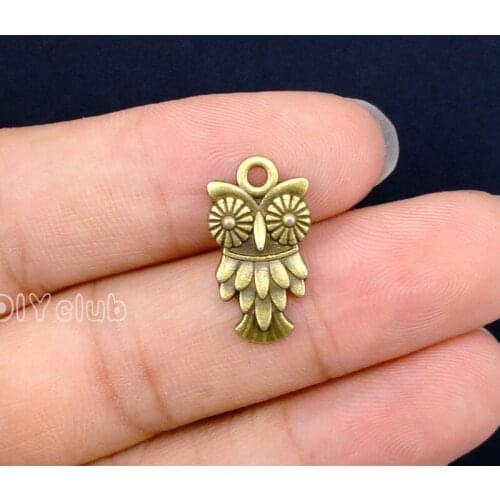 100pcs-Antique Bronze Owl Charms Pendant, Jewelry Making 20x11mm