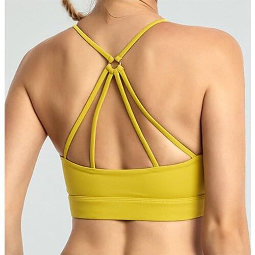 Hollow Out Padded Sports Bra Push Up Unique Back Design Women Yoga Crop Top For Fitness High Impact Yoga Bra