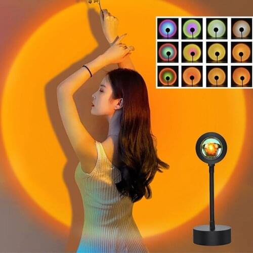 12 Color Sunset Projection Lamp Night Light Atmosphere Rainbow Home Kid Bedroom Living Room Party Festival Wall Decor Background