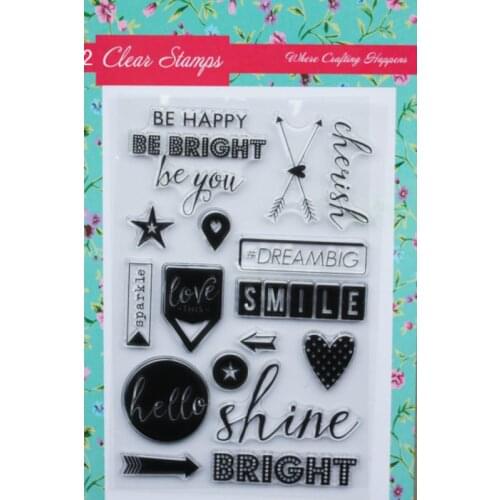 Heart star arrow shape clear stamp alphabet letters bright shine cute rubber transparent srapbooking stamps sheet