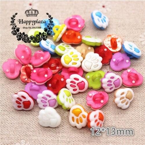 100pcs Mix Colors Plastic Bears Foot Print Shank Buttons Clothing Accessories Sewing Supplies,12*13mm