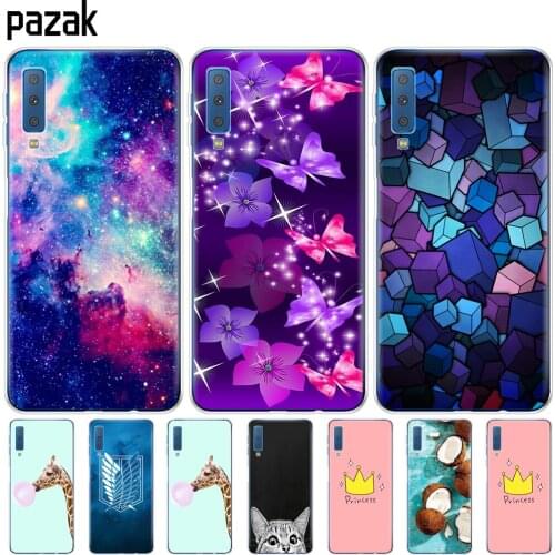 Silicone Case For Samsung Galaxy A7 2018 case Cover Phone Colorful Printing Back Cover For Samsung A7 2018 A750 A750F 6.0 Inch