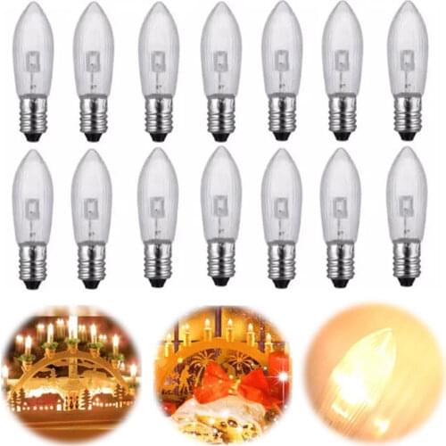 10Pcs E10 LED Replacement Lamp Bulb Candle Light Bulbs for Light Chains 10V-55 V AC for Bathroom Kitchen Home Bulbs Decor