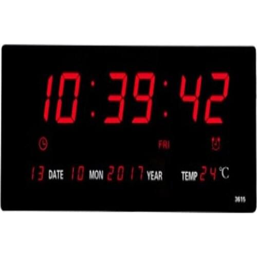 Livingroom 6 Digits Led Calendar Wall Clock with Thermometer Power Off Time Memory Clock Big Numbers Plugin Alarm Clock