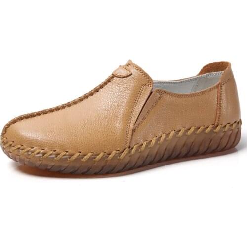 Women Casual Genuine Leather Shoes Woman Loafers Slip-On Female Flats Moccasins Ladies Driving Shoes Hole Casual Footwear