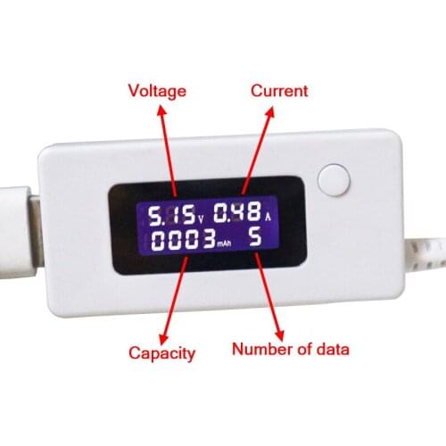 USB Charger Capacity Current Voltage 3-15V Tester Meter For Cell Phone Charging Power LCD Display Volt Amp monitor for Battery