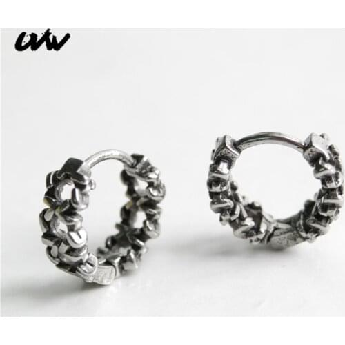 UVW498 2pc Stainless Steel New Vintage Punk HollowHoop Earrings for Men Cool Piercing Jewelry Accessories Pendientes BrincosGift