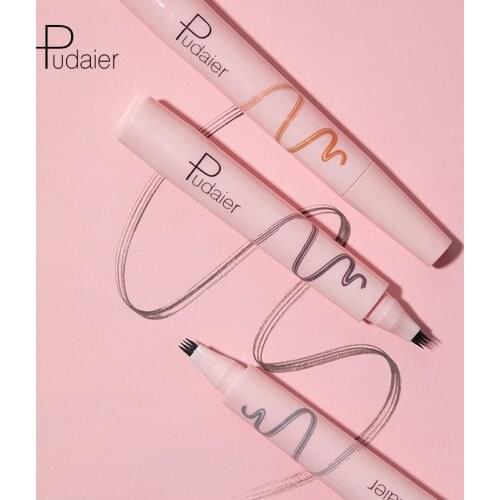 Pudaier Long Lasting Pigment Black Brown Waterproof with Brush Eye Brow Tint Tattoo Mascara Wunder Eyebrow Enhencers Cosmetics