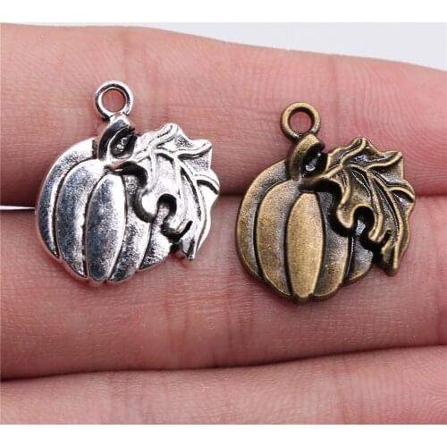 WYSIWYG 10pcs 21x18mm Pendant Pumpkin Pumpkin Charm Pendants For Jewelry Making Antique Silver Color Pumpkin Pendants