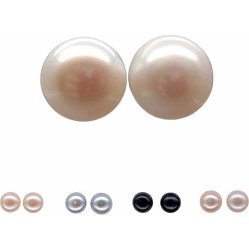 Y·YING 11mm Freshwater Pearl Semi Round AAA Grade Multi Color Stud Earrings