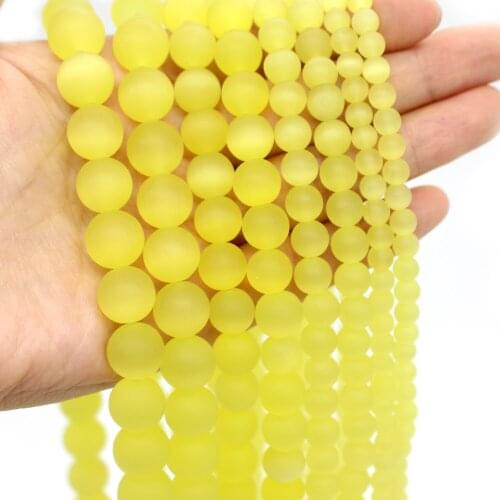 Oameusa 6mm 8mm 10mm 12mm Feosted Bright Wellow Cats Eye Beads Loose Beads for Jewelry Making 1 Strand 15" Wholesale