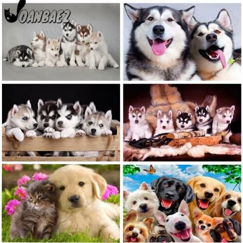 Pet Dog Animal Diamond Painting 5D Diy Wall Art Cute Husky Square Diamond Diamond Inlaid Home Room Decoration Accessories