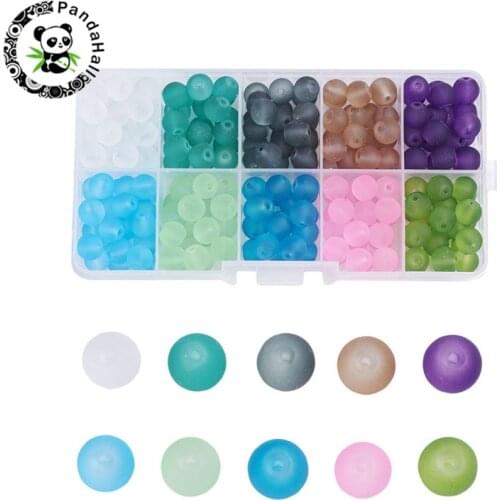 1 Box 4mm 6mm 8mm 10mm Frosted Bead Round Glass Loose Bead for Jewelry Making Fit DIY Bracelet