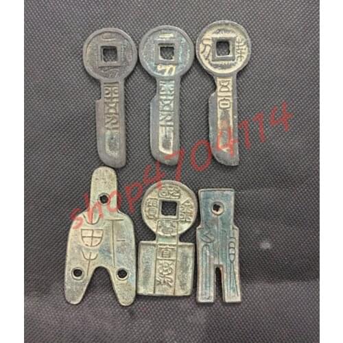 100% authentic, ancient China knife coins, trousers coins, a set 6 pieces, antique collections
