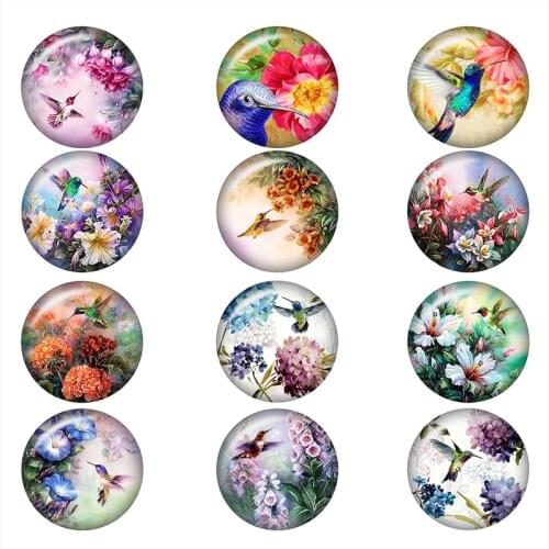 50PCS Mixed Ginger Snap Button Jewelry Butterfly Dragonfly Hummingbird For DIY 18MM Glass Button Snap Bracelet Necklace Jewelry