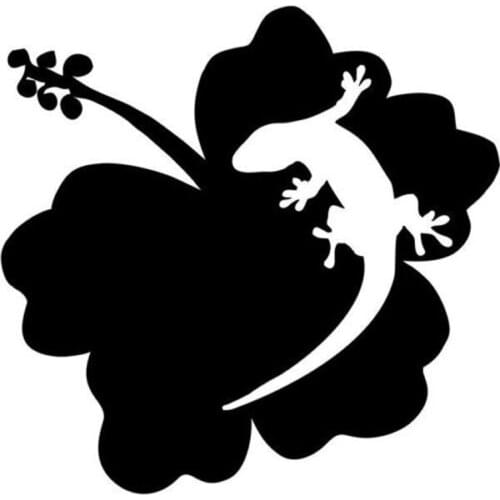 14.5cm*14cm Hibisus Flower Gecko Hawaii Fashion Motorcycle SUVs Bumper Laptop Car Styling Stickers Decor Decals
