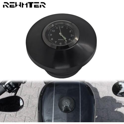 1xMotorcycle Fuel Gas Tank Decorative Oil Cap With Clock CNC Black For Harley Dyna Sportster XL 1200 883 Softail Touring Fat Boy