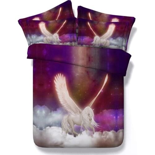 100% cotton 3d animal unicorn horse elephant dog 4pcs bedding without filler twin/full/queen/king/super king size free shipping