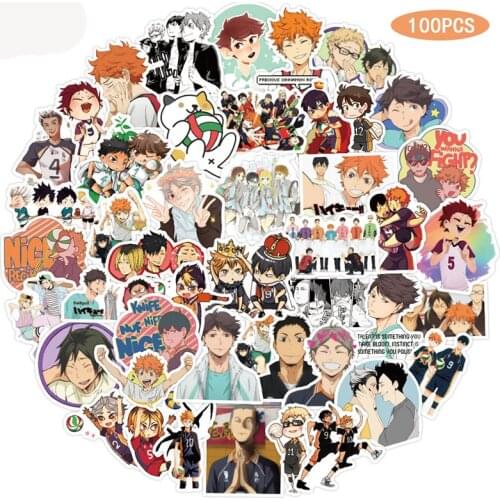 50/100Pcs Haikyuu!! Stickers Japanese Anime Sticker Volleyball For Decal On Guitar Suitcase Laptop Phone Fridge Motorcycle Car