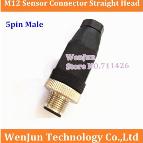 50PCS--- High Quality M12 5pin Aviation plug 5 core Male Sensor plug/ Connector , Straight head connector