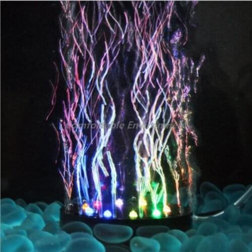 Aquarium Underwater LED Light Air Bubble Stone Colorful For Fish Tank Round Lamp