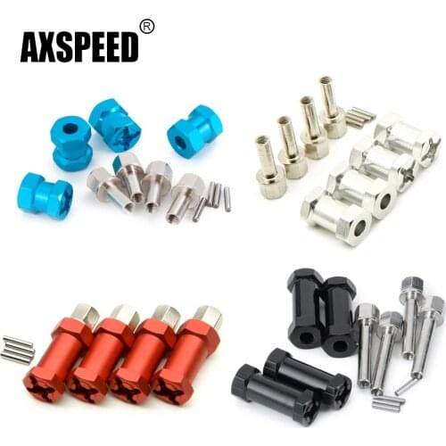 AXSPEED 4pcs Aluminum 12mm Hex Wheel Hub Drive Adaptor 15/20/25/30mm Extension Combiner Coupler for 1/10 RC Crawler Car Truck