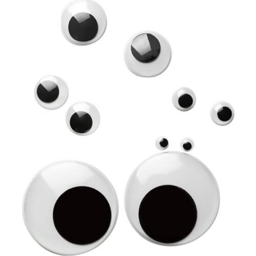 Free Shipping New 100pcs/lot Mixed Size 6mm/7mm/8mm/10mm/12mm/15mm Round Moving Eyes Plastic Eyes