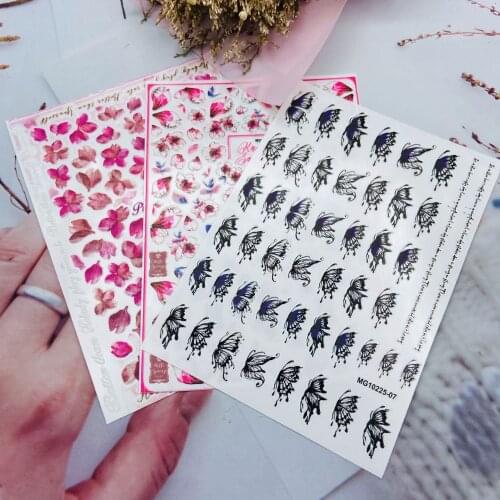 DIY 3D New Arrival Fashion Hot Selling Cherry Flowers Nail Stickers Women Girls Dry Adhesive Glue Nail Decals Japanese Style