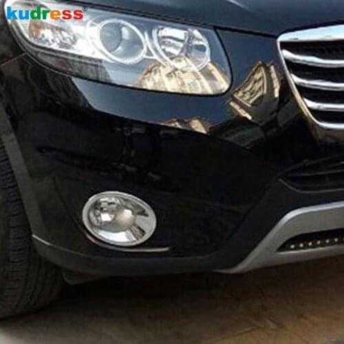 For Hyundai Santa Fe 2010 2011 2012 ABS Chrome Front Fog Light Lamp Cover Trim Foglight Frame Sticker Car Styling Accessories
