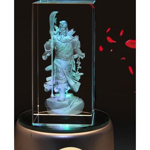 Efficacious HOME office Talisman- Martial god of wealth guan gong Guandi FENG SHUI 3D Crystal Figurine statue -FREE SHIPPING