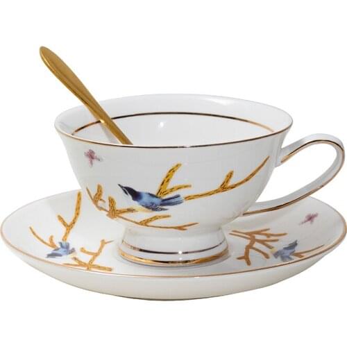 Porcelain Coffee Cups And Saucers Set Gold Inlay Vintage Ceramic Tea Cup Set High-Quality Bone china Luxury Birthday Gifts