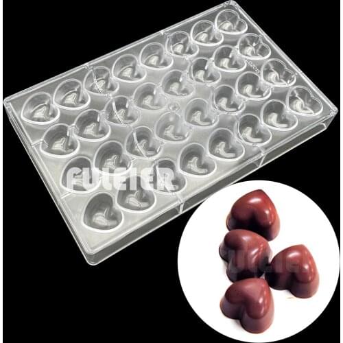 Love Heart Shape Polycarbonate Chocolate Mold For Baking Chocolate Sweets BonBon Cake Candy Mold Confectionery Tool Bakeware