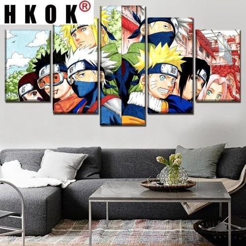 HKOK 5 Panels Anime Cartoon Character Artwork Poster TopRated Wall Art Picture Modular Canvas Painting Printed Modern Home Decor