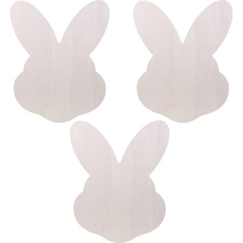 3 Pcs Wooden Rabbit Head Cutouts Blanks Easter Bunny Unfinished Slices Chips for Scrapbooking DIY Art Craft Projects Decoration