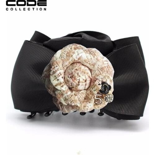 Korean Ribbon Bow large Camellia Rose Hair Claws Clip Crystal Horsetail Clip For Women Girls New NO.5 Rhinestone Clip Clothes