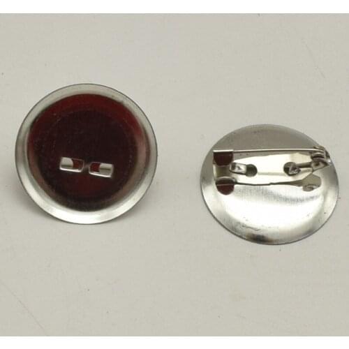 500pcs 24mm Metal Brooch Round Clasps Pin Disk Findings Supplies Craft DIY Base Plate