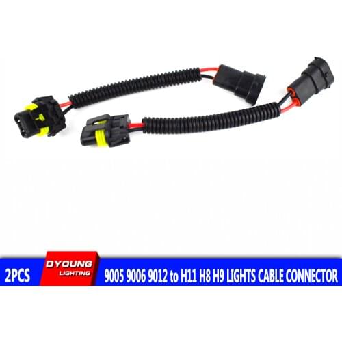 Headlight Fog Lamp Line Connector 9005 HB3 H10 9006 HB4 9012 HIR2 To H11 H8 H9 Cable Plug Socket Stand Wear And Tear Dyoung 2Pcs