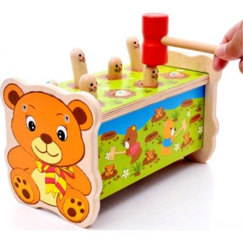 Montessori Materials Educational Wooden Toys for Children Early Learning Preschool Teaching Hit Gophers Hand Eye Coordination