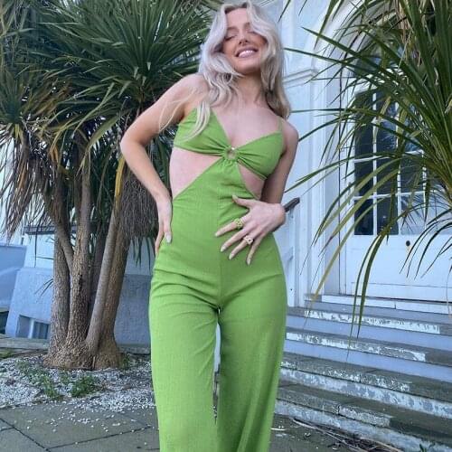 MyErato High Waist Women Jumpsuit with Solid Color Sling Wrapped Chest Elegant Wide Leg Elegant Lady Plus Size Bodycon Jumpsuits