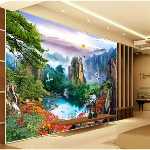 Beibehang Large mural wallpaper for walls 3d TV backdrop wallpaper for living room Chinese landscapes Yingkesong papel de parede