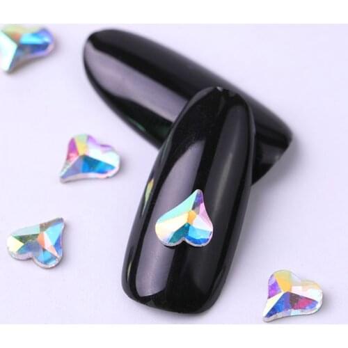 New pattern 10 pieces Flatback Colorful Heart Nail Rhinestone For Nail Art Decorations Crystal Glass Stone Manicure 3D Shiny Rhi