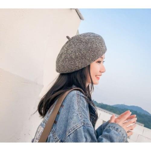 New Autumn Hat For Women Winter Berets Hat Wool Blend Beret Femme All-match Painter Hat Vintage British Style Artist Beret Cap