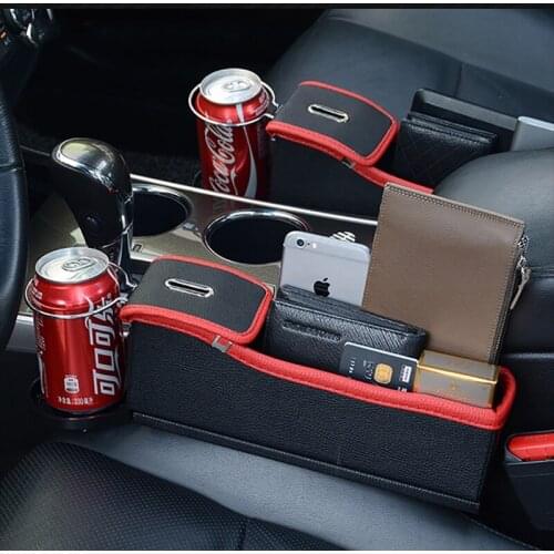 1pc Car Seat Organizer Gap Catcher PU Leather Car Organizer Storage Box Cup Holder Multi-function Pocket Storage Car Accessories
