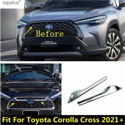 Lapetus Car Front Middle Billet Grille Stripes Cover Trim ABS Accessories Exterior Refit Kit Fit For Toyota Corolla Cross 2021