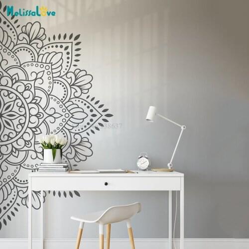 Half Mandala Flower Sticker Yoga Meditation Decal Home Wall Stickers Vinyl Wallpaper Posters BA699-2