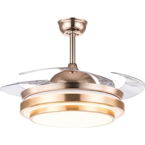 Ceiling fan light Invisible fan light Gold and silver 36/42inch remote control 110v220V Wall control ceiling light fan lamp